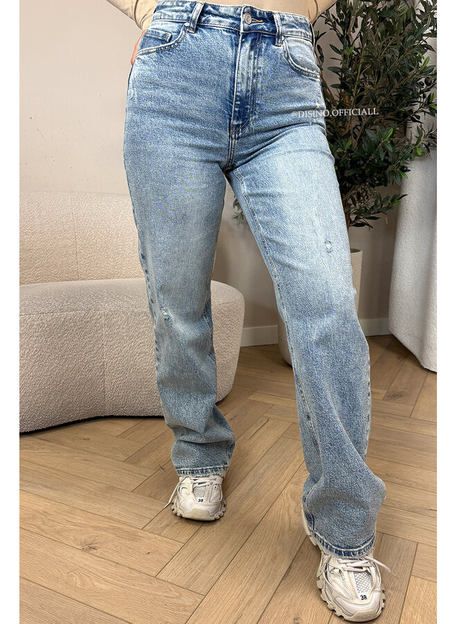 DIRTY BLUE - 'MCKENZIE' - HIGH WAIST STRETCH WIDE LEG JEANS