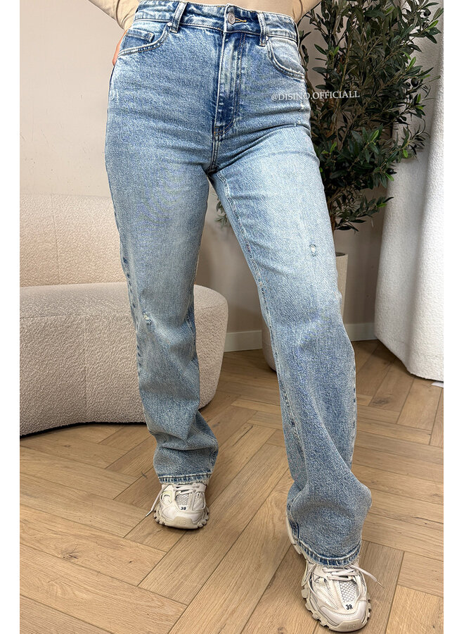 DIRTY BLUE - 'MCKENZIE' - HIGH WAIST STRETCH WIDE LEG JEANS