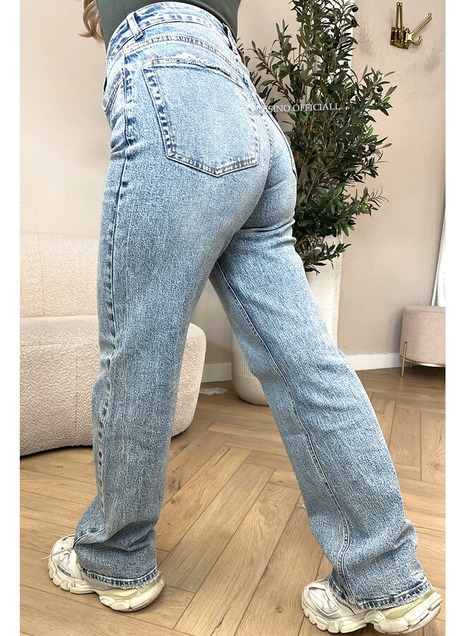 DIRTY BLUE - 'MCKENZIE' - HIGH WAIST STRETCH WIDE LEG JEANS