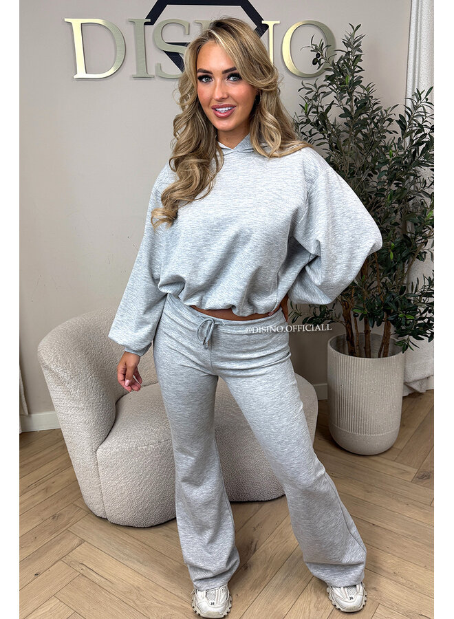 GREY - 'SILA SET' - CROPPED HOODIE + JOGGER COMFY SET