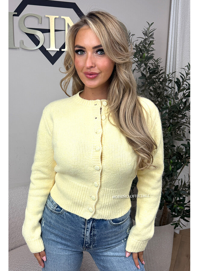 YELLOW - 'LUCINDE KNIT' - PREMIUM QUALITY BUTTON CARDIGAN VEST