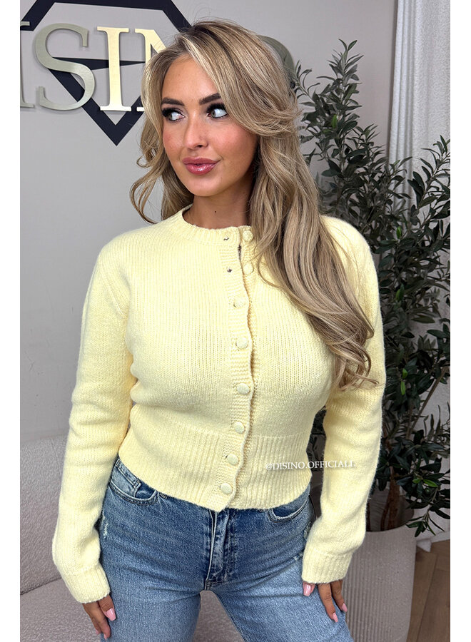 YELLOW - 'LUCINDE KNIT' - PREMIUM QUALITY BUTTON CARDIGAN VEST