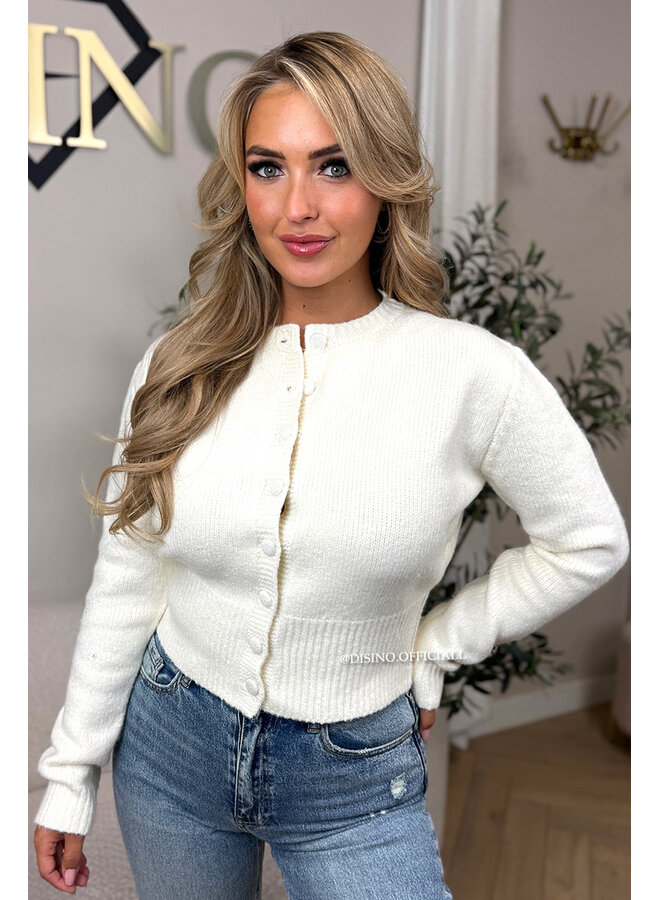 ECRU - 'LUCINDE KNIT' - PREMIUM QUALITY BUTTON CARDIGAN VEST