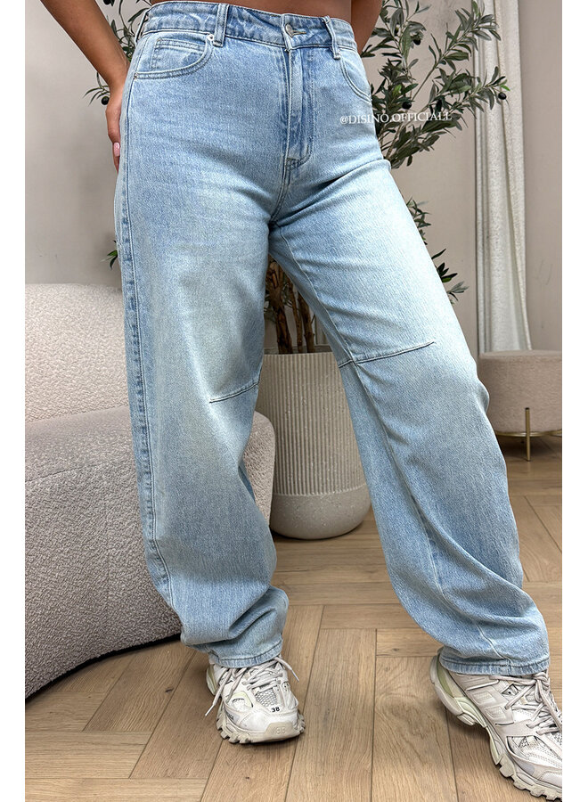 LIGHT BLUE - 'GENOA JEANS' - STRETCH BALLOON LEG JEANS