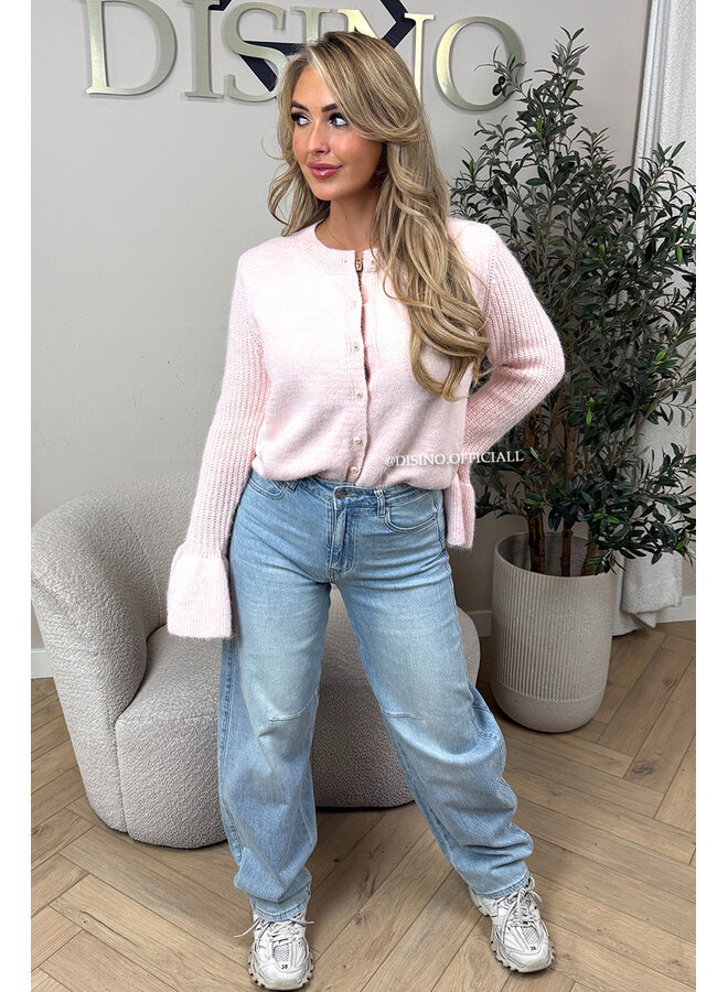 PINK - 'LILOU CARDIGAN' - PREMIUM QUALITY BELL SLEEVE CARDIGAN KNIT