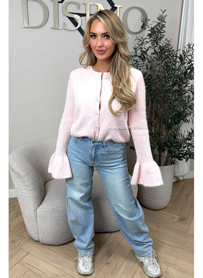 PINK - 'LILOU CARDIGAN' - PREMIUM QUALITY BELL SLEEVE CARDIGAN KNIT