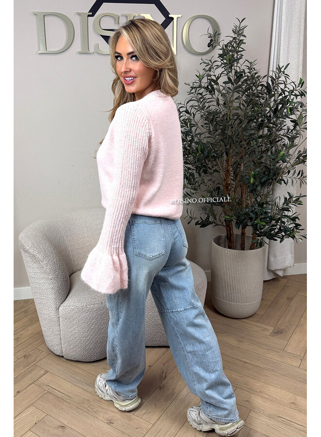 PINK - 'LILOU CARDIGAN' - PREMIUM QUALITY BELL SLEEVE CARDIGAN KNIT