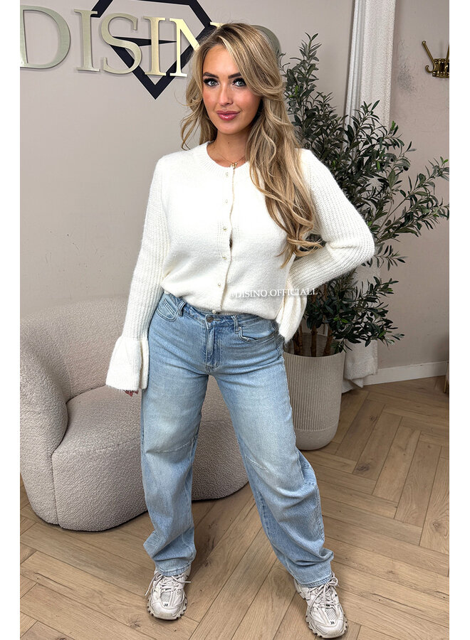 ECRU - 'LILOU CARDIGAN' - PREMIUM QUALITY BELL SLEEVE CARDIGAN KNIT