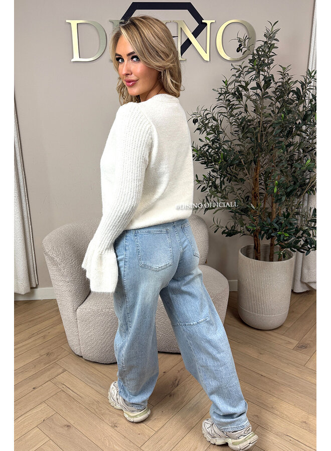 ECRU - 'LILOU CARDIGAN' - PREMIUM QUALITY BELL SLEEVE CARDIGAN KNIT