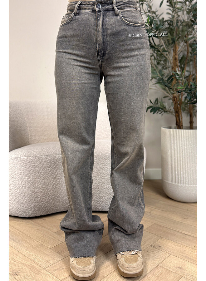 DIRTY GREY - 'VANCOUVER' - STRETCH EXTRA LONG WIDE LEG JEANS