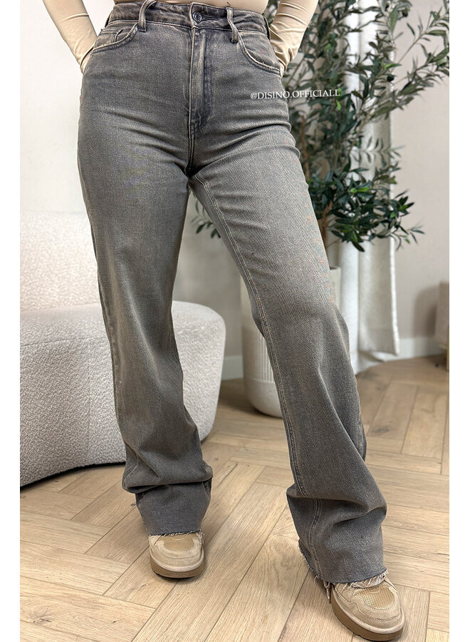 DIRTY GREY - 'VANCOUVER' - STRETCH EXTRA LONG WIDE LEG JEANS