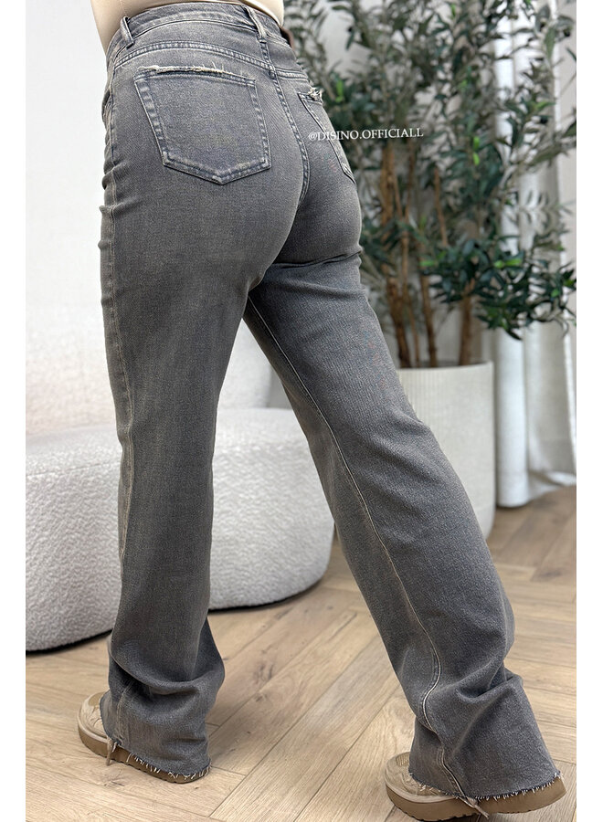 DIRTY GREY - 'VANCOUVER' - STRETCH EXTRA LONG WIDE LEG JEANS