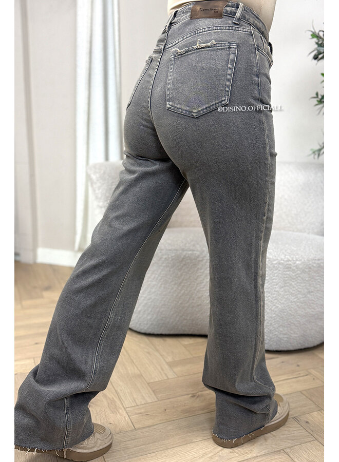 DIRTY GREY - 'VANCOUVER' - STRETCH EXTRA LONG WIDE LEG JEANS