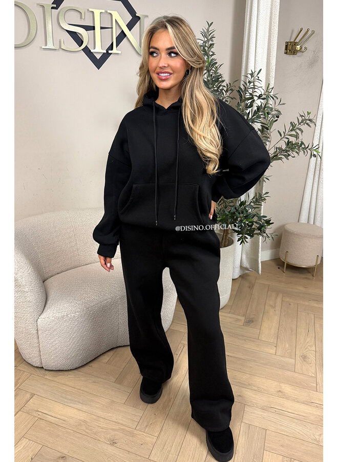 BLACK - 'BROOKE SET' - OVERSIZED FLEECE HOODIE + JOGGER SET