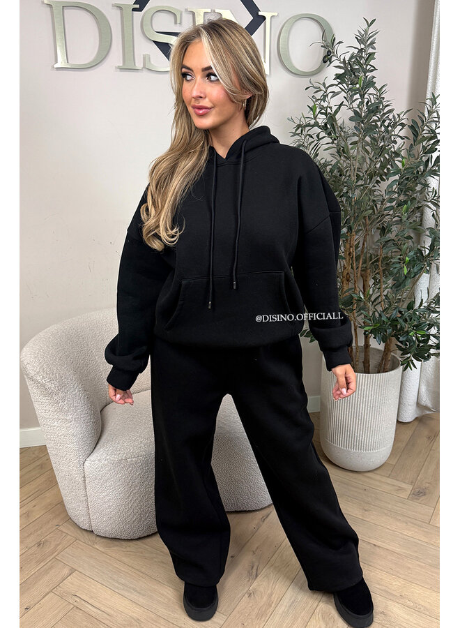BLACK - 'BROOKE SET' - OVERSIZED FLEECE HOODIE + JOGGER SET
