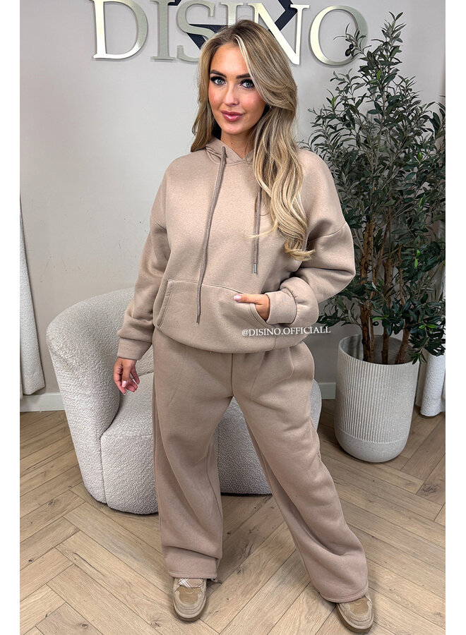 CAMEL - 'BROOKE SET' - OVERSIZED FLEECE HOODIE + JOGGER SET
