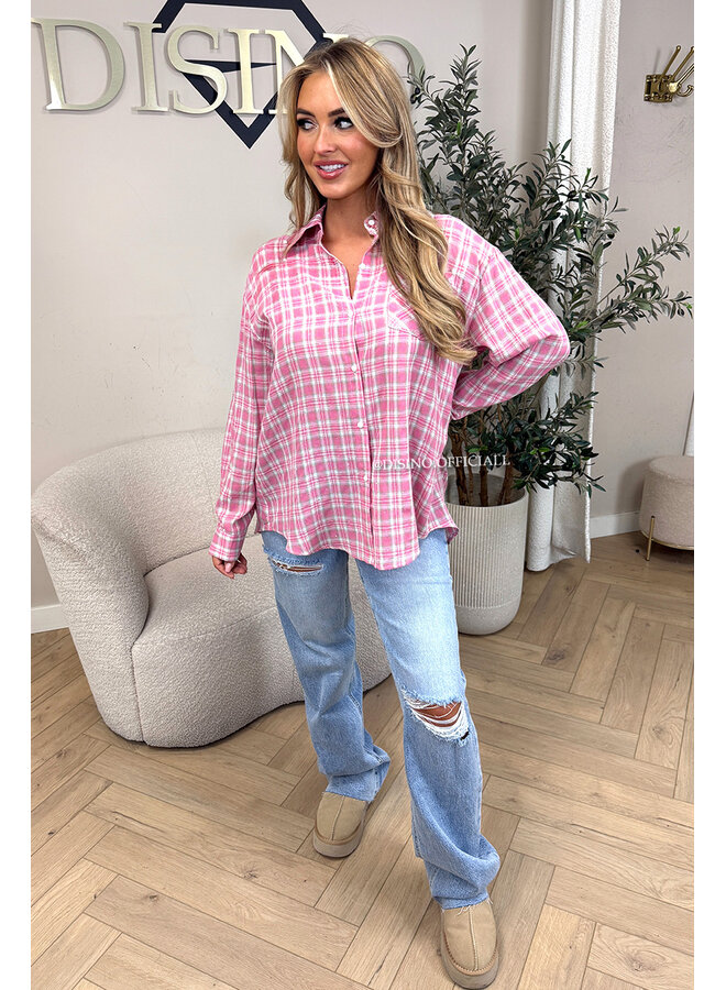 PINK - 'ALICE BLOUSE' - DIAMONDS ALL OVER CHECKED BLOUSE