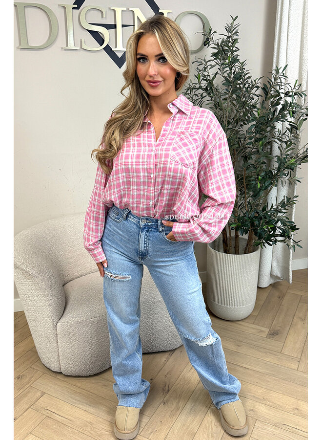 PINK - 'ALICE BLOUSE' - DIAMONDS ALL OVER CHECKED BLOUSE