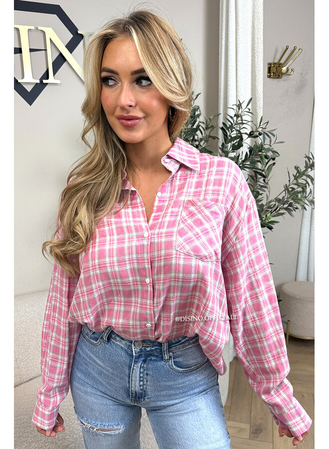 PINK - 'ALICE BLOUSE' - DIAMONDS ALL OVER CHECKED BLOUSE