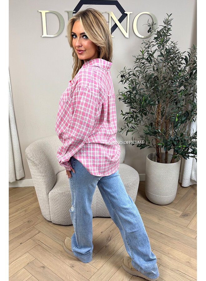 PINK - 'ALICE BLOUSE' - DIAMONDS ALL OVER CHECKED BLOUSE