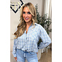 LIGHT BLUE - 'ALICE BLOUSE' - DIAMONDS ALL OVER CHECKED BLOUSE