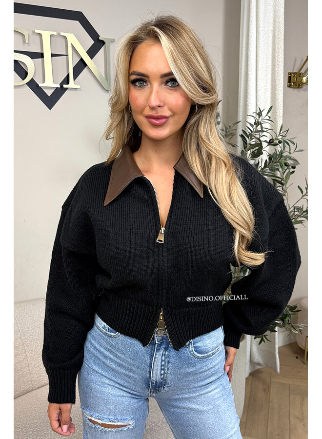 BLACK - 'MILENA KNIT' - PREMIUM QUALITY ZIPPER KNIT