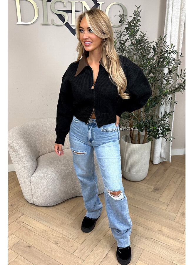 BLACK - 'MILENA KNIT' - PREMIUM QUALITY ZIPPER KNIT