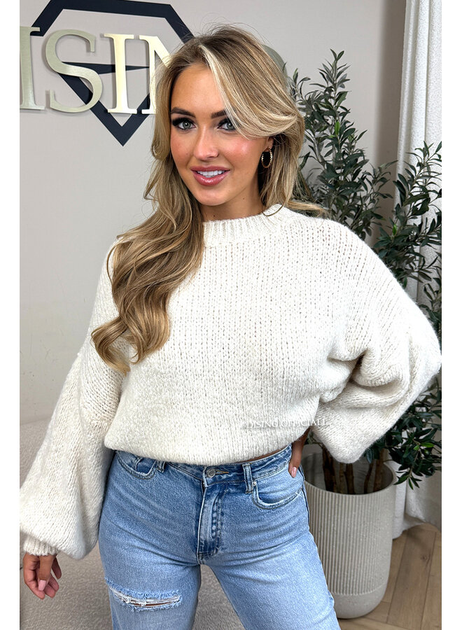 ECRU - 'SOPHIA BALLOON SLEEVE' - OVERSIZED PREMIUM QUALITY BELL SLEEVE KNIT