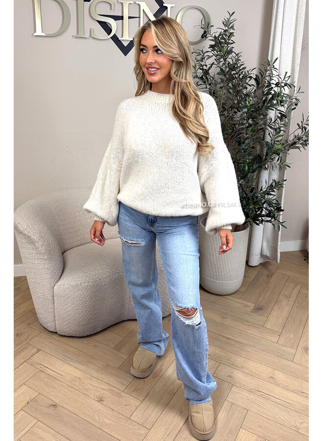 ECRU - 'SOPHIA BALLOON SLEEVE' - OVERSIZED PREMIUM QUALITY BELL SLEEVE KNIT