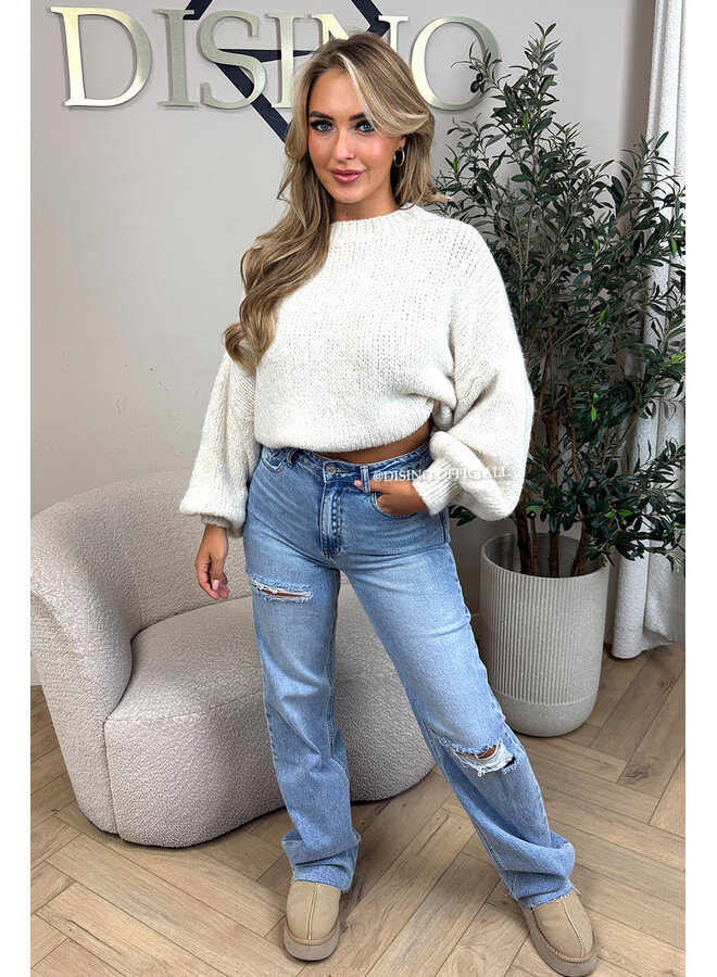 ECRU - 'SOPHIA BALLOON SLEEVE' - OVERSIZED PREMIUM QUALITY BELL SLEEVE KNIT