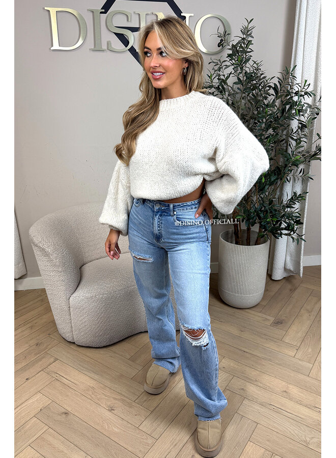 ECRU - 'SOPHIA BALLOON SLEEVE' - OVERSIZED PREMIUM QUALITY BELL SLEEVE KNIT