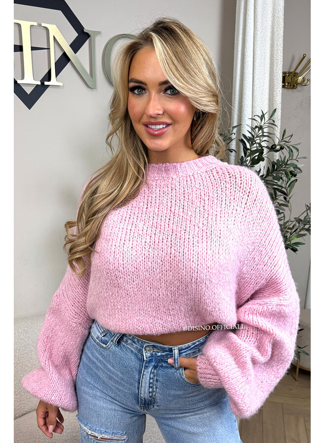SOFT PINK - 'SOPHIA BALLOON SLEEVE' - OVERSIZED PREMIUM QUALITY BELL SLEEVE KNIT