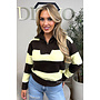 YELLOW - 'AVRIL' - PREMIUM QUALITY STRIPED ZIPPER KNIT SWEATER