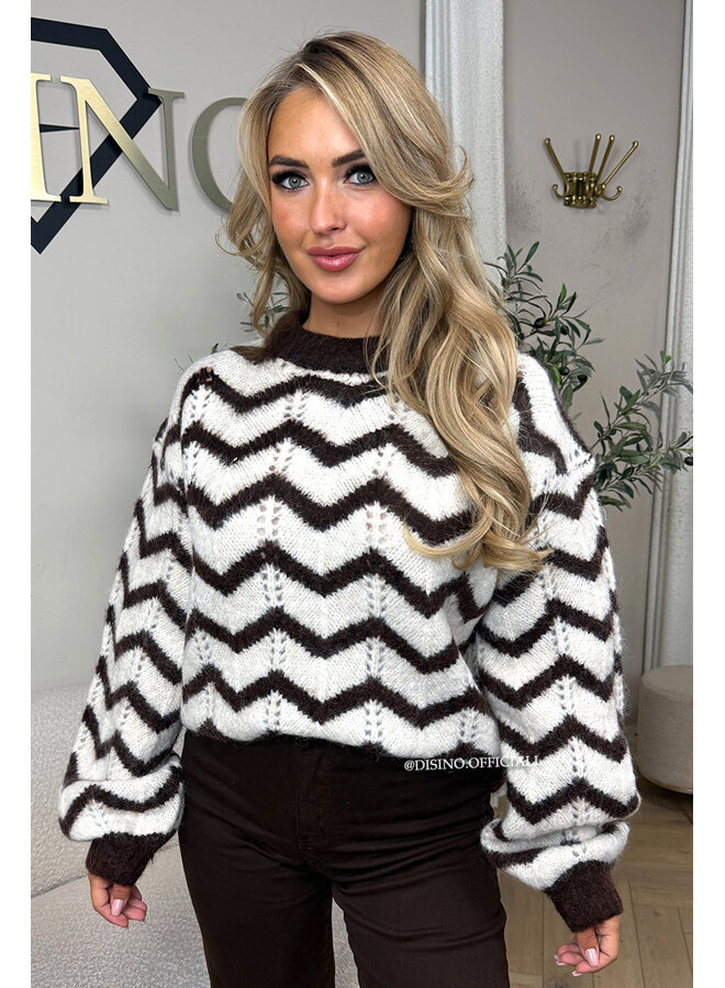 CHOCO - 'ZIGZAG KNIT' - PREMIUM QUALITY OVERSIZED ZIGZAG KNIT