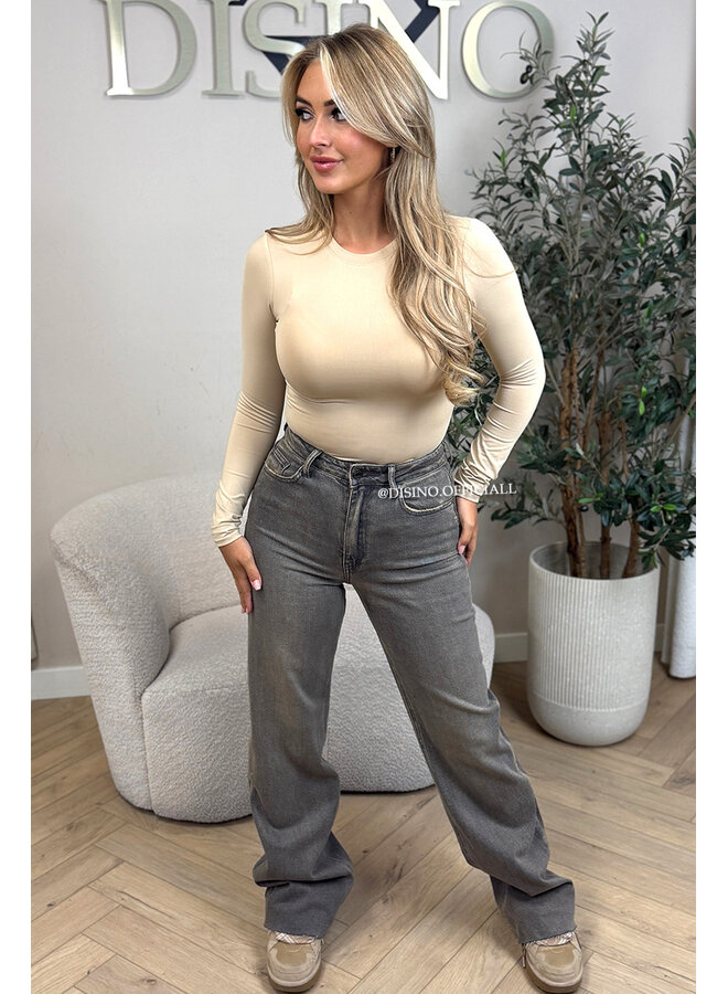 DIRTY GREY - 'VANCOUVER' - STRETCH EXTRA LONG WIDE LEG JEANS