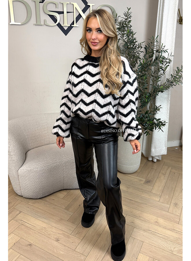 BLACK - 'ZIGZAG KNIT' - PREMIUM QUALITY OVERSIZED ZIGZAG KNIT