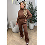 BROWN - 'EVI SET' - PREMIUM QUALITY WIDE LEG + SWEATER TWO PIECE SET