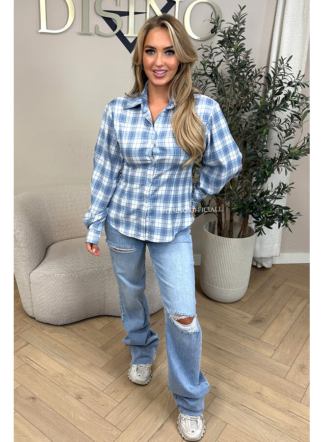 LIGHT BLEU - 'ROBIN BLOUSE' - CHECKED SNATCH BLOUSE
