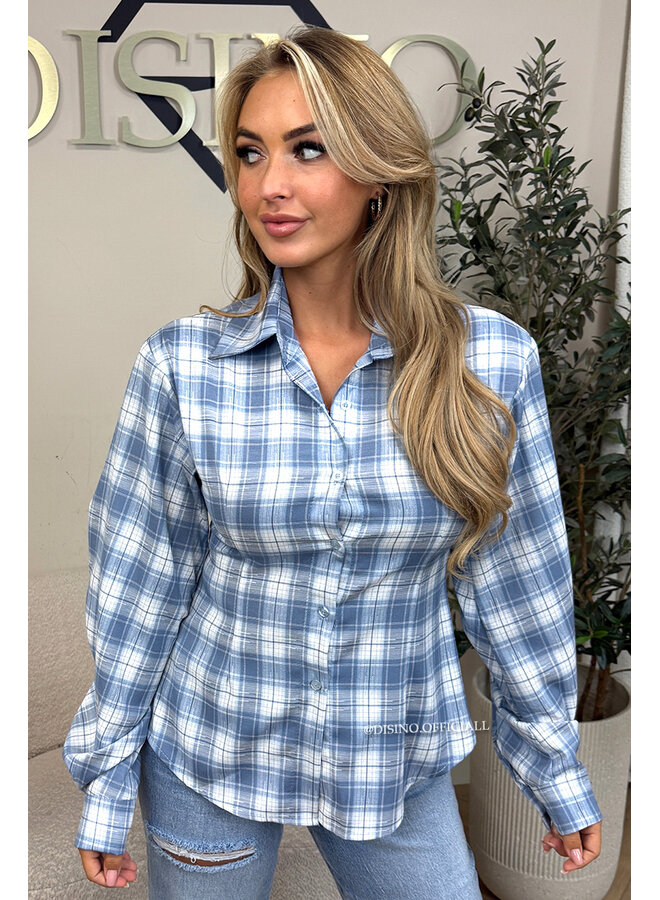 LIGHT BLEU - 'ROBIN BLOUSE' - CHECKED SNATCH BLOUSE
