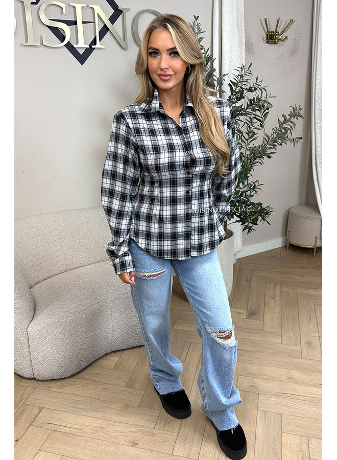 BLACK - 'ROBIN BLOUSE' - CHECKED SNATCH BLOUSE