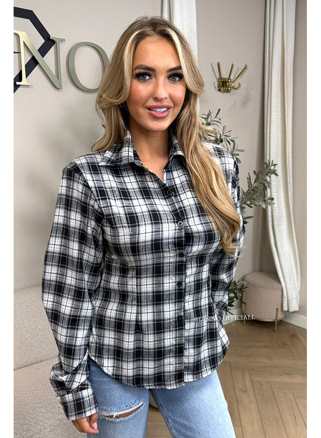 BLACK - 'ROBIN BLOUSE' - CHECKED SNATCH BLOUSE