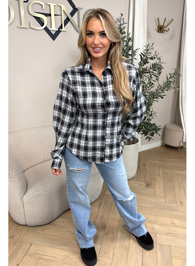 BLACK - 'ROBIN BLOUSE' - CHECKED SNATCH BLOUSE