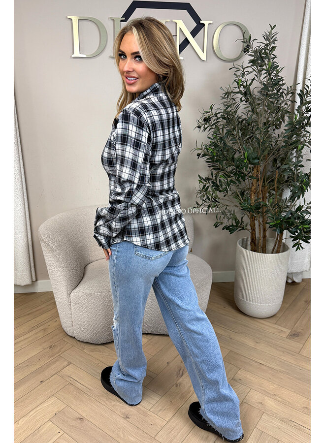 BLACK - 'ROBIN BLOUSE' - CHECKED SNATCH BLOUSE