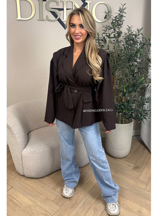 CHOCO - 'MELINA BLAZER' - PUFF SHOULDER LONG SNATCHED BLAZER