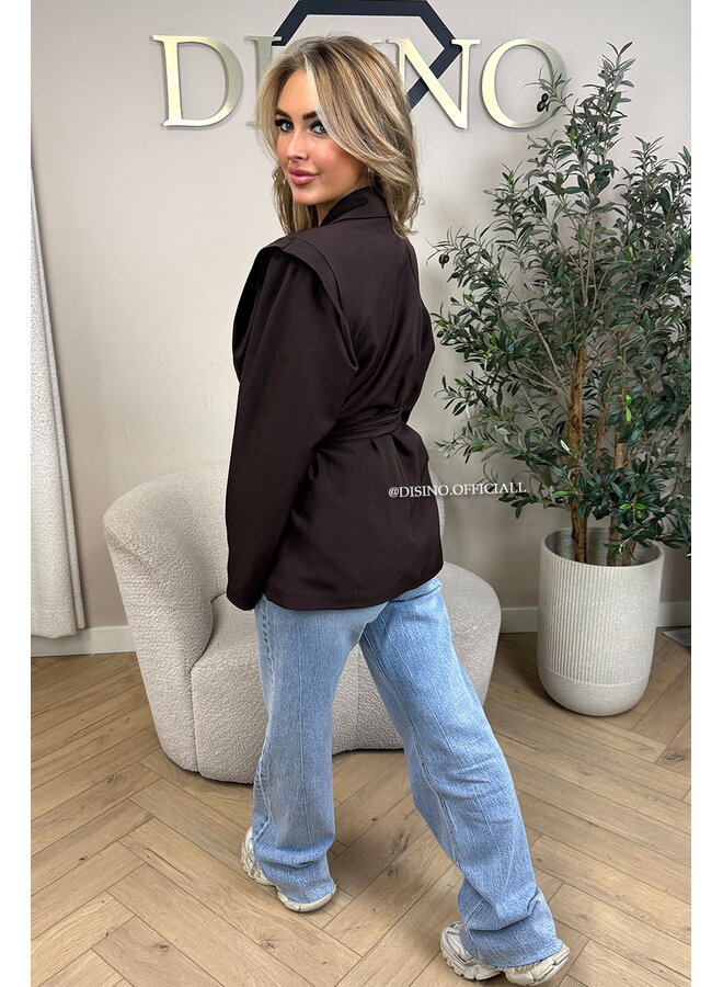 CHOCO - 'MELINA BLAZER' - PUFF SHOULDER LONG SNATCHED BLAZER