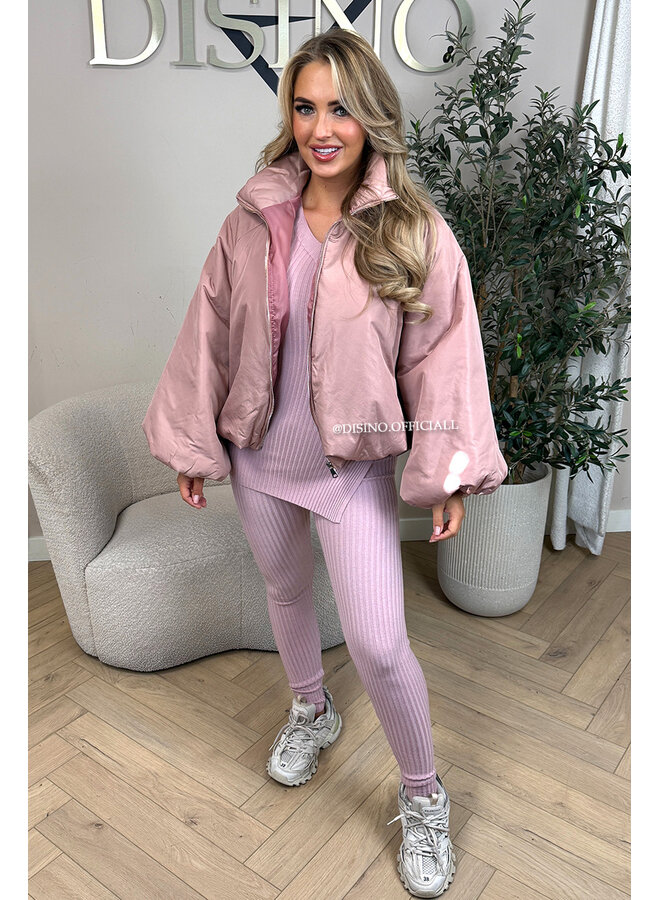 DUSTY PINK - 'BOMBETTA' - OVERSIZED PUFFER BOMBER JACKET