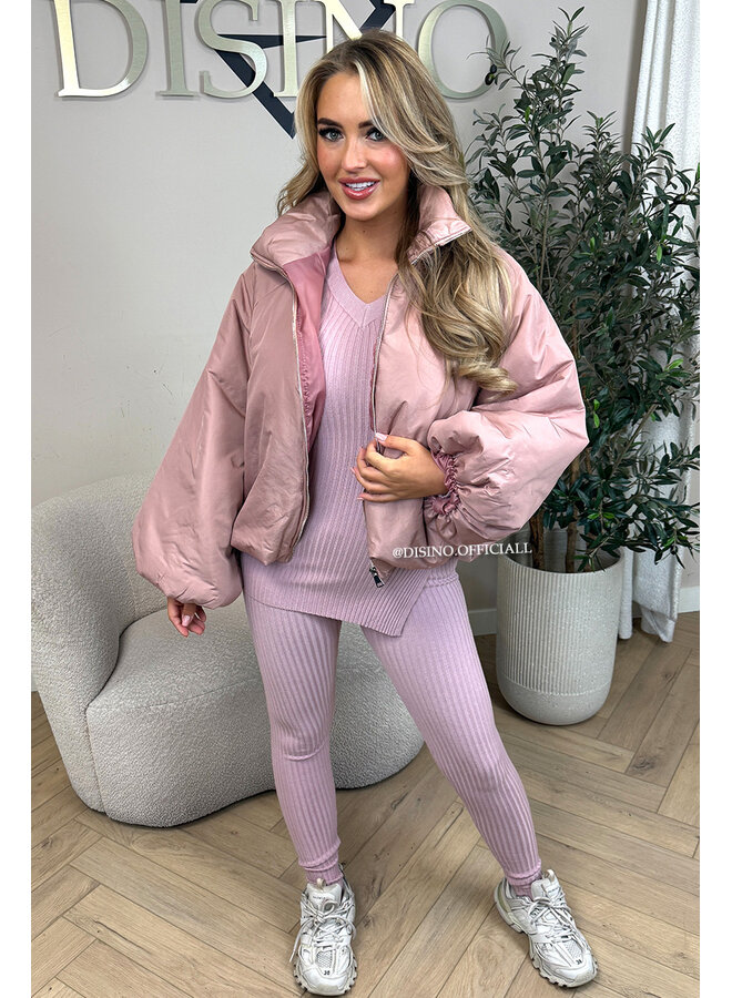 DUSTY PINK - 'BOMBETTA' - OVERSIZED PUFFER BOMBER JACKET