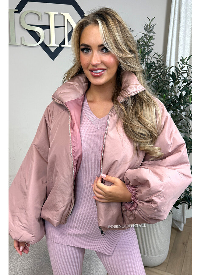 DUSTY PINK - 'BOMBETTA' - OVERSIZED PUFFER BOMBER JACKET