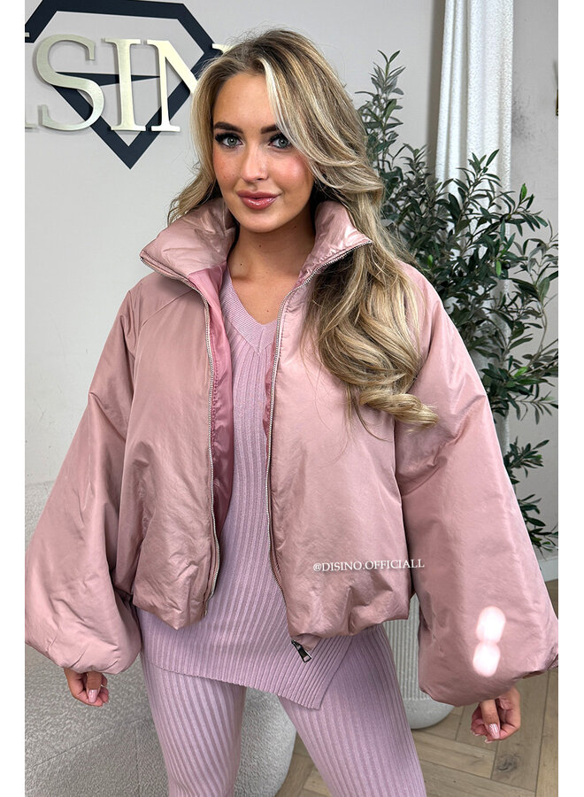 DUSTY PINK - 'BOMBETTA' - OVERSIZED PUFFER BOMBER JACKET