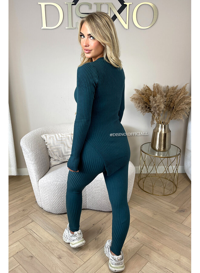 PETROL - 'LISA' - BASIC RIBBED V-NECK TWO PIECE SET